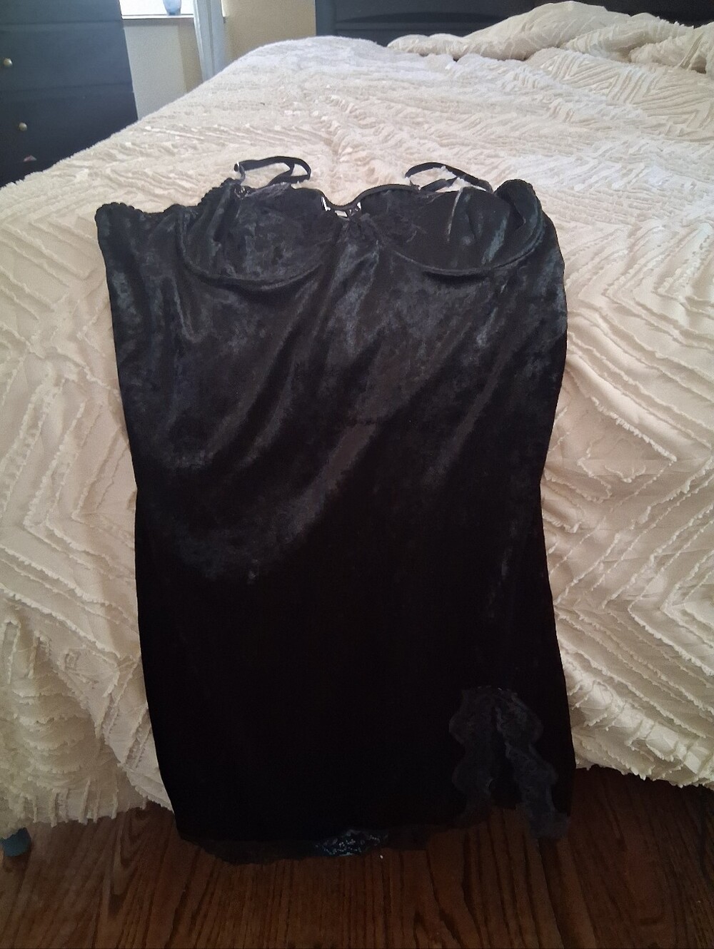 Black Velvet Slip Top with Built-In Bust Support